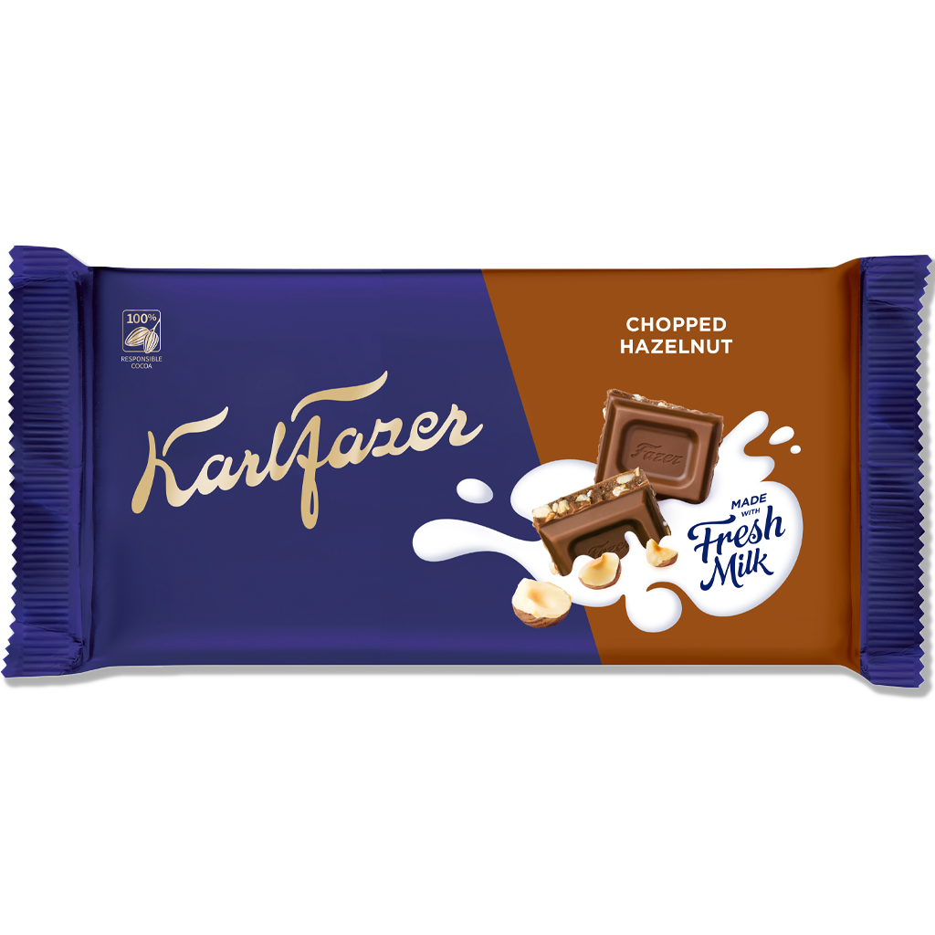 Fazer - Piimašokolaad - Hakitud Hasseli pähklid - 145g