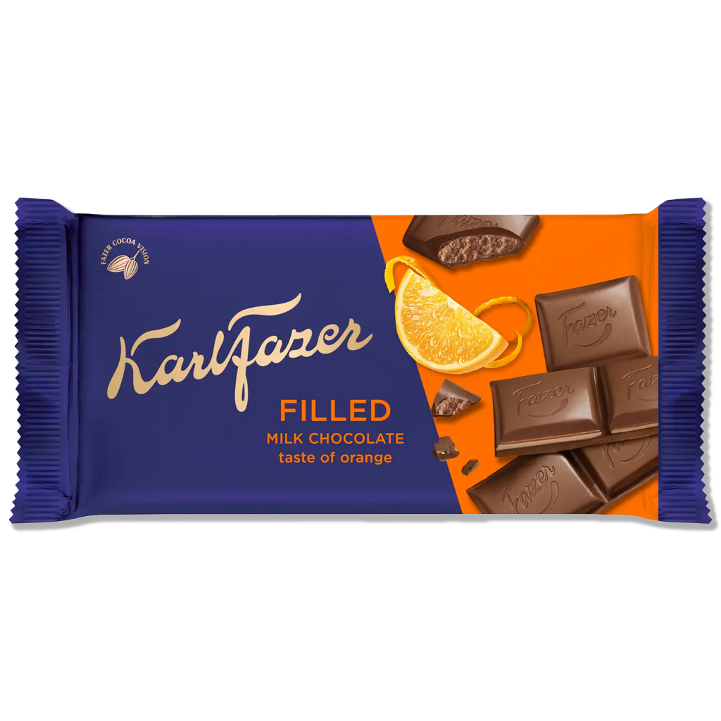 Fazer - Czekolada mleczna z nadzieniem pomarańczowym - 121g