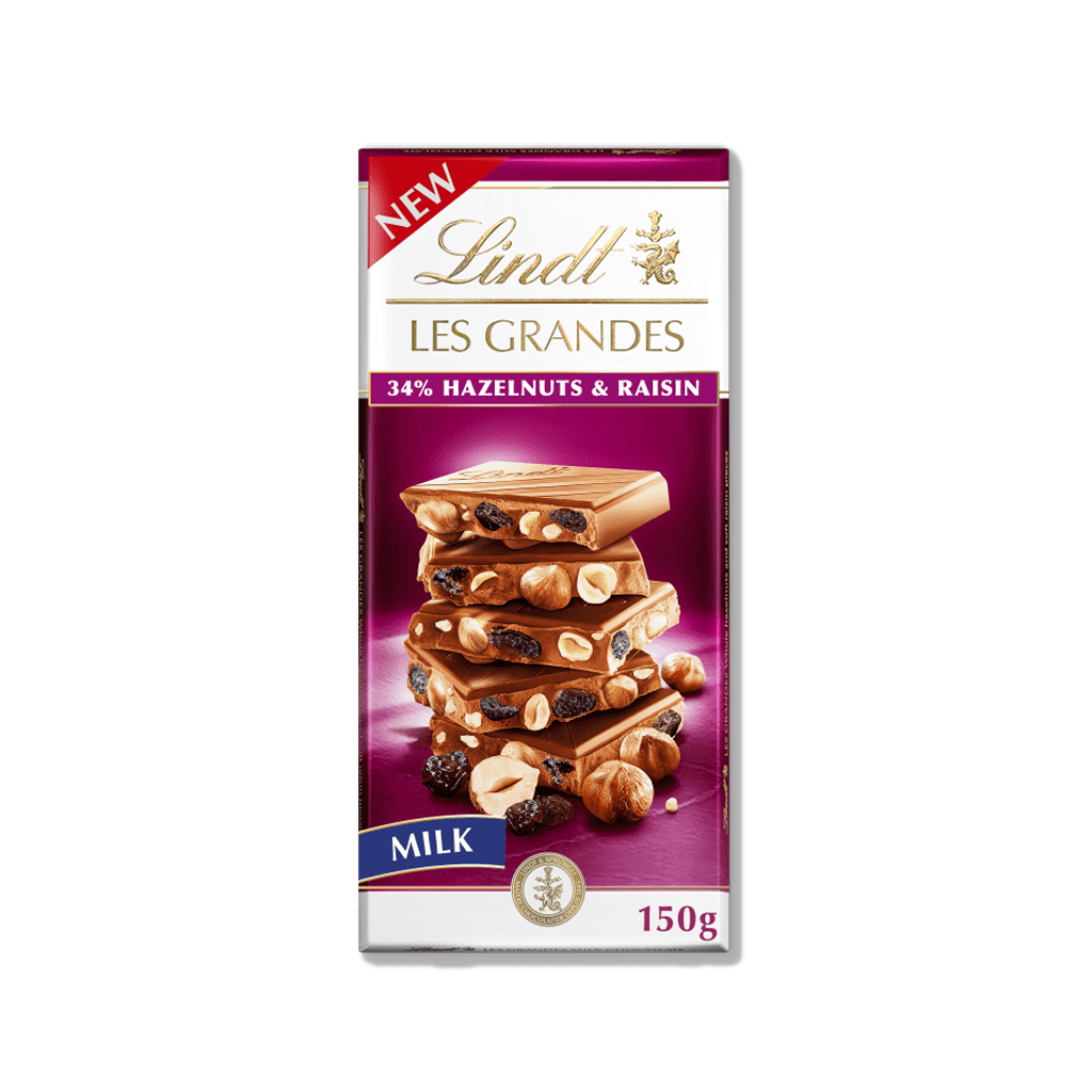 Lindt - Les Grandes Hazelnut Raisin - 150g