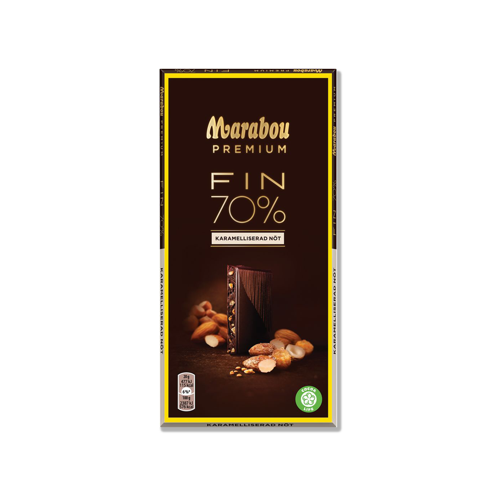 Marabou – Premium-Zartbitterschokolade – Karamellisierte Nüsse – 100 g