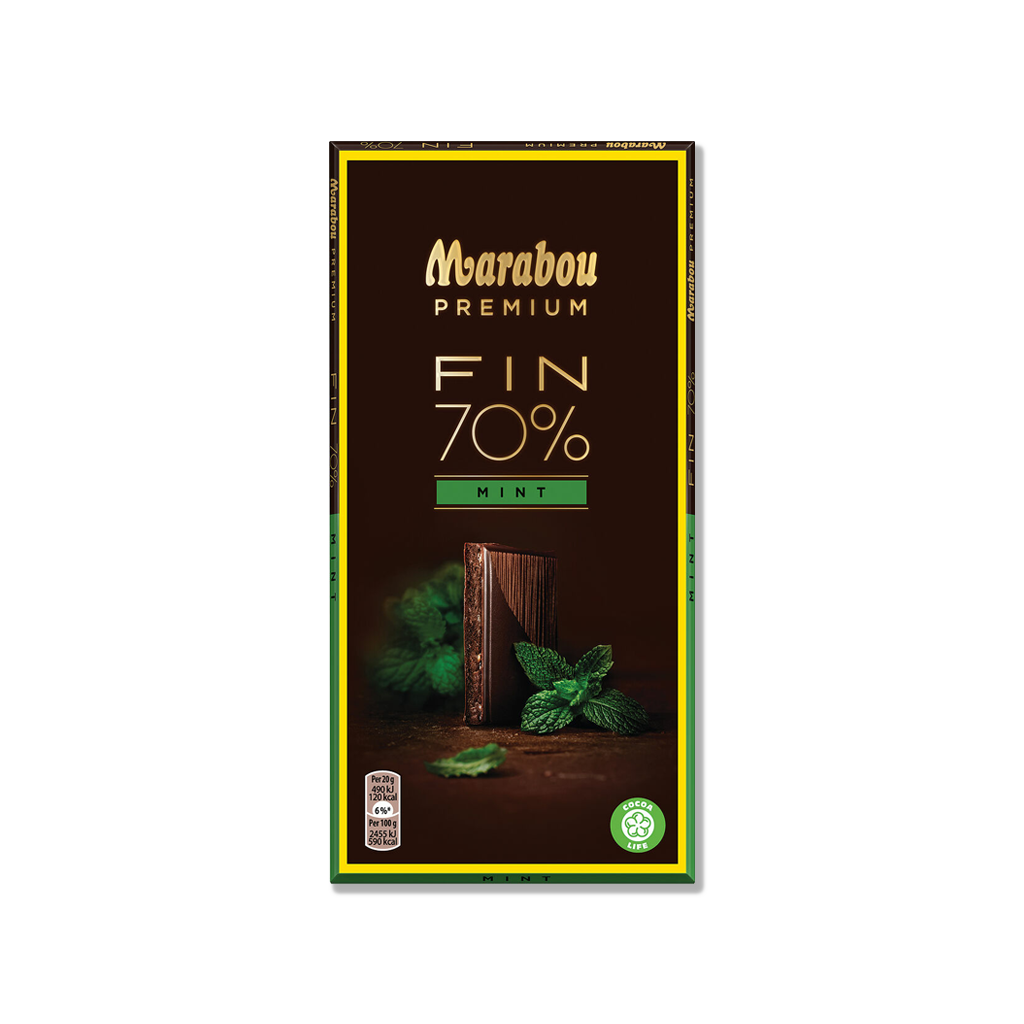 Marabou - Premium 70 % kakao og mynte - 100 g