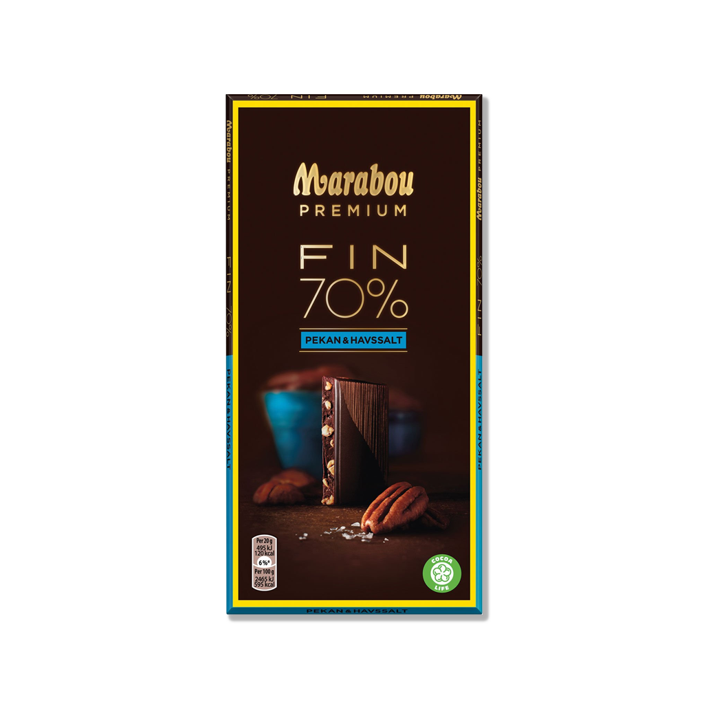 Marabut - Premium 70% Cakao Sól morska Pekan - 100g